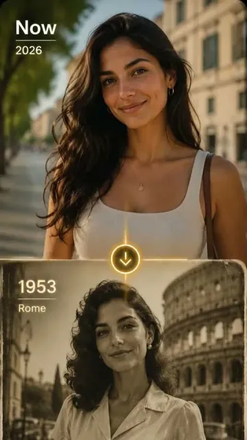 Person placed in a historical city scene